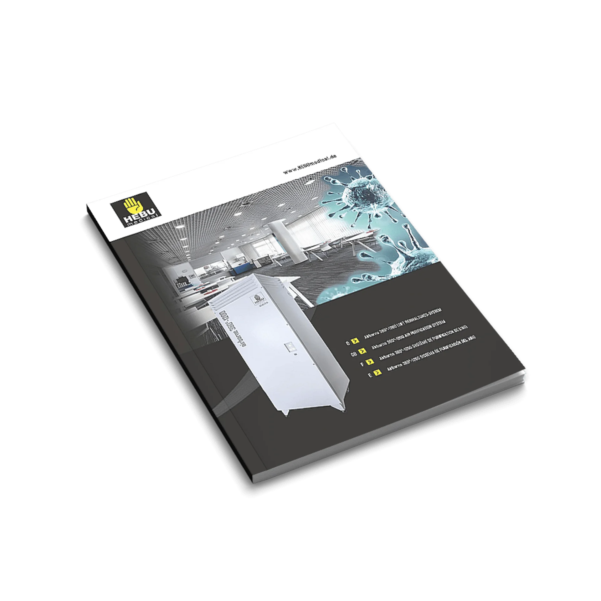 HEBUmedical – AIRBORNE 360° 1200 Luftreiniger Leistungsstarker Luftreiniger AIRBORNE 360° 1200 von HEBUmedical für Kliniken und Praxen